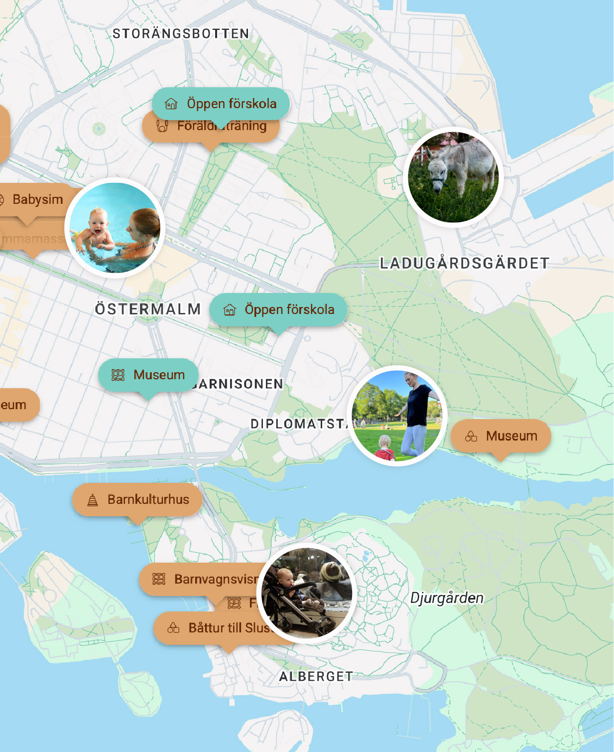 Familj som deltar i aktiviteter